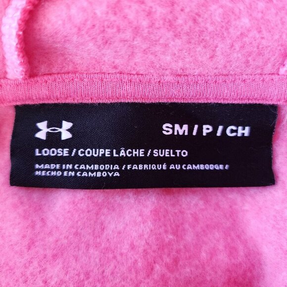 NWT Under Armour Loose Semi-Crop Pink Hoodie Sweatshirt Womens Small - Picture 7 of 10